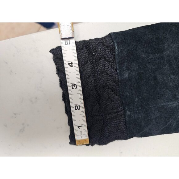 Coldwater Creek Leather Embroidered Blazer Size Medium Black Suede boho button - Picture 11 of 11